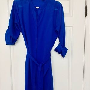 Front button mid length dress with tie